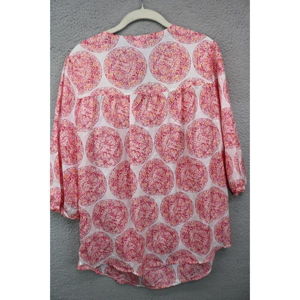 Calypso St Barth 3/4 Sleeve 100% Silk Tunic-Size Large-Crochet - Picture 8 of 10